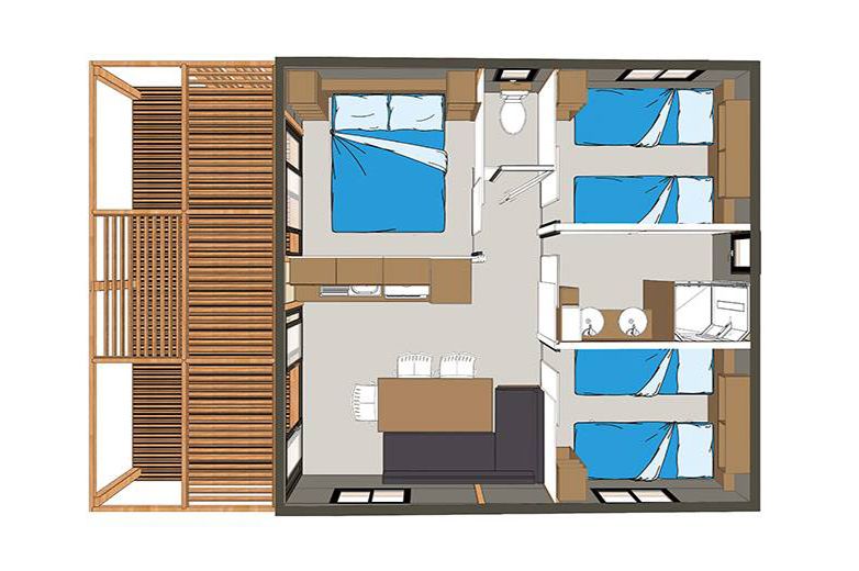 Le Chalet Laurier | 3 chambres – 6 personnes Chalet 3 chambres | Camping Les Lavandes - Darbres